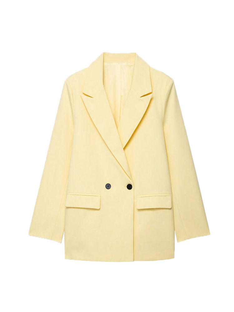 Zweireihiger einfarbiger Blazer für Damen, langärmelig, Bürokleidung für Frühling, Herbst, Winter, alter Geldstil