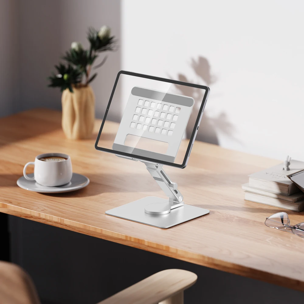 Portable Aluminum Tablet Stand Holder Desktop Folding Adjustable Rotating Metal Universal Stand for Ipad Pro Air Office Home Use