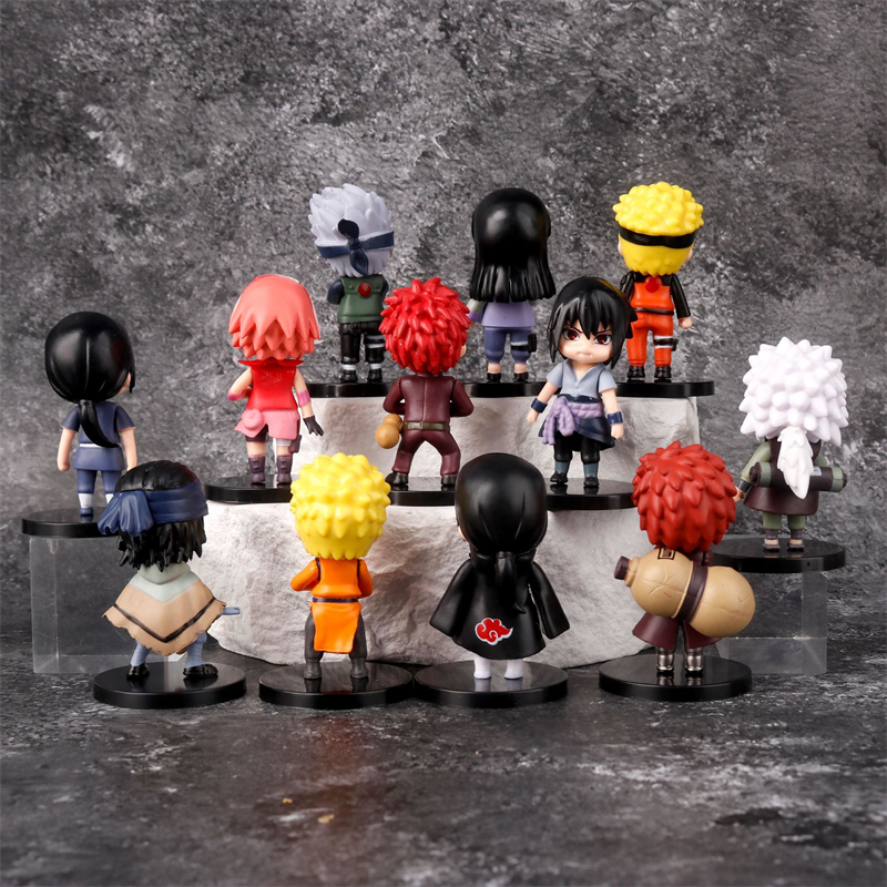 12 Teile/satz Naruto Q Verison Figur Spielzeug Nette Anime Mini Sasuke Kakashi Itachi Gaara Jiraiya Kawaii PVC Action Figur Modell Puppe