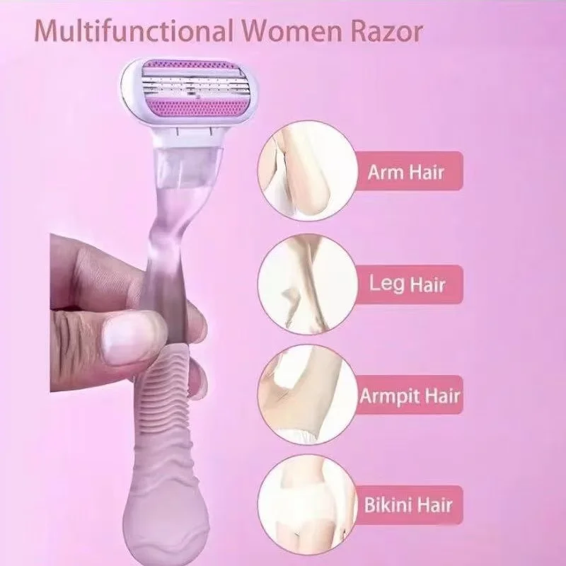 1 mango + 4/8 cuchillas de afeitar de seguridad para mujeres cara/pierna/ axila/bikini belleza depilación afeitado Compatible con Venus Shaver