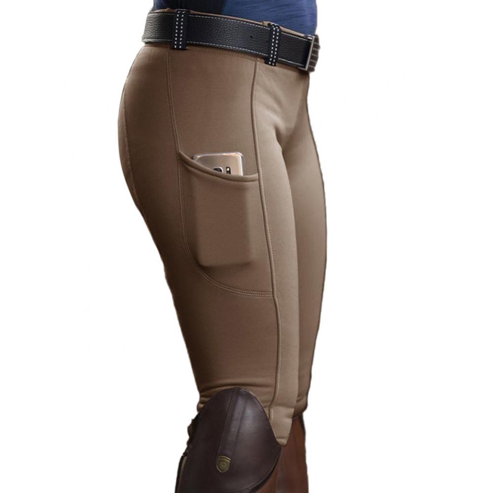 Pantalon élastique pour femmes, couleur unie, poche, levage des hanches, course de chevaux équestre, équitation