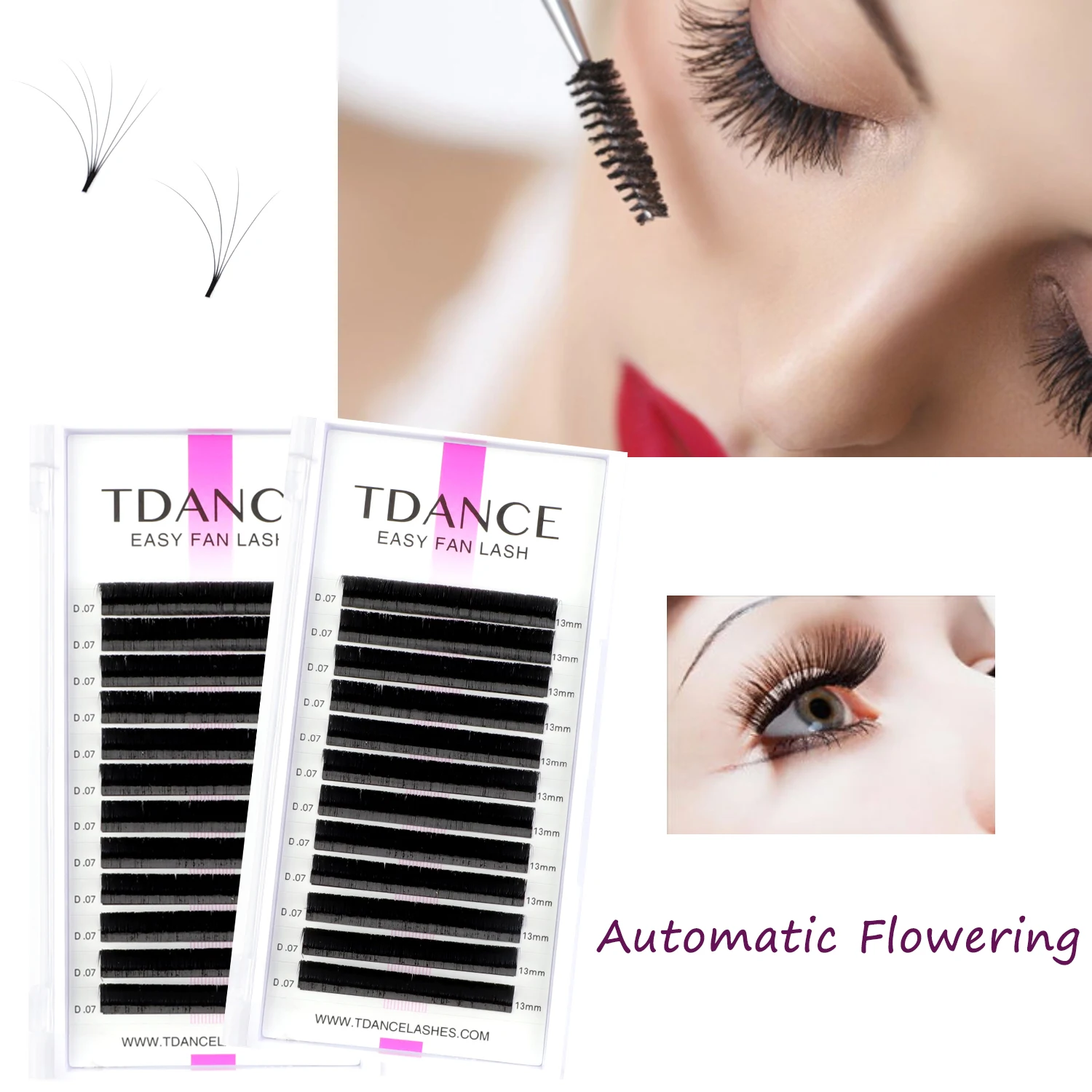 TDANCE EasyพัดลมขนตาBloom Eyelash Extensionความหนา 0.05 0.07 AustomaticดอกFastพัดลมSelf-ทำแฟนVolume Lashes