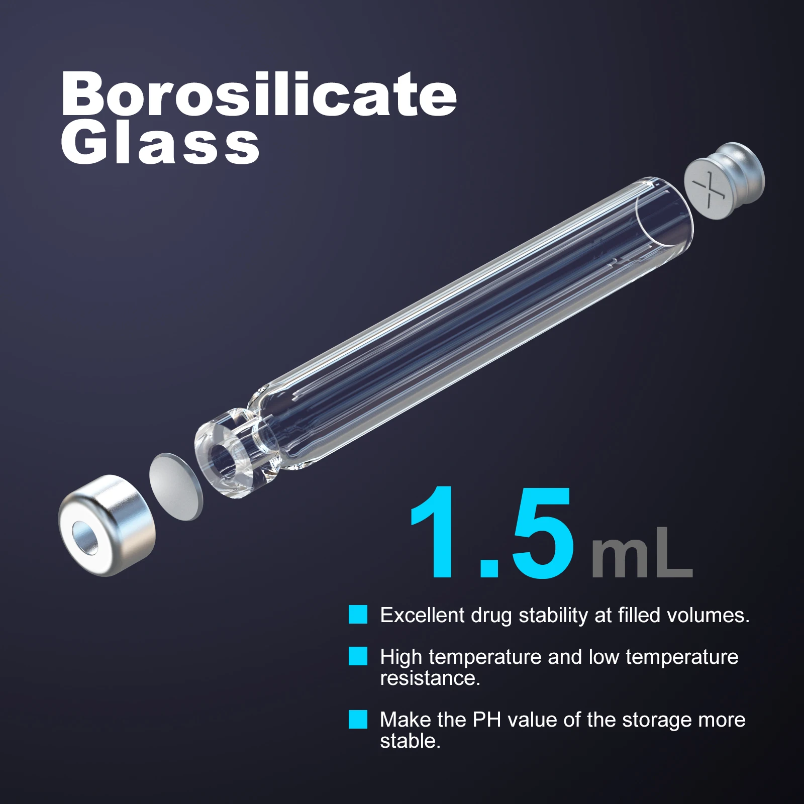 Butelka kasetowa 1,5 ml/1,8 ml/3 ml/4 ml do długopisu do wstrzykiwania insuliny, pakowanie pojedyncze, uniwersalne fiolki 10 szt./20 szt./50 szt./100 szt.