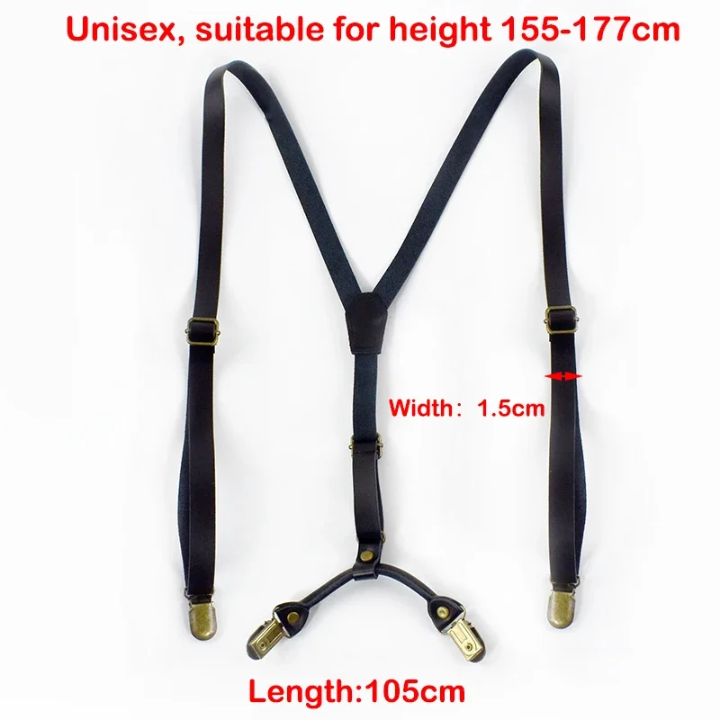 Deepeel Retro หนังผู้ใหญ่ผู้ชาย Suspenders 4 คลิป Y-Type ชายวงเล็บ 1.5 ซม.กว้างสายรัดกางเกงยีนส์เครื่องแต่งกายอุปกรณ์เสริม
