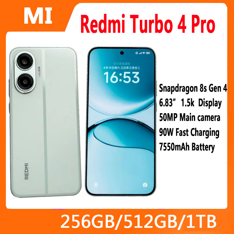 Xiaomi Redmi Turbo 4 Pro SmartPhone Snapdragon 8s Gen 4 50MP + 20MP Cámara 6,83 pulgadas 2772x1280 Pantalla 90W 7550mAh Batería