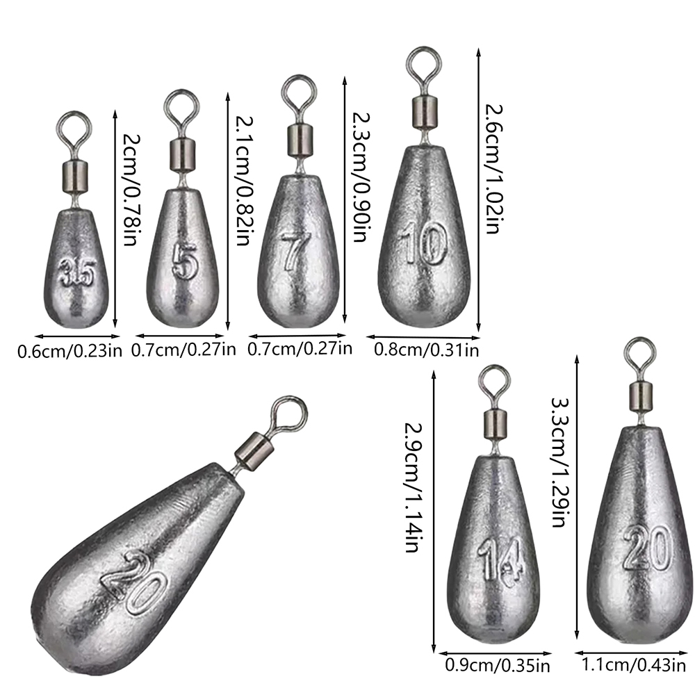 15 unids/lote peso de Pesca plomo 3,5g 5g 7g 10g 14g 20g tubo bala plomo colgante plantilla de Metal Kit de aparejos de mar herramienta de Pesca