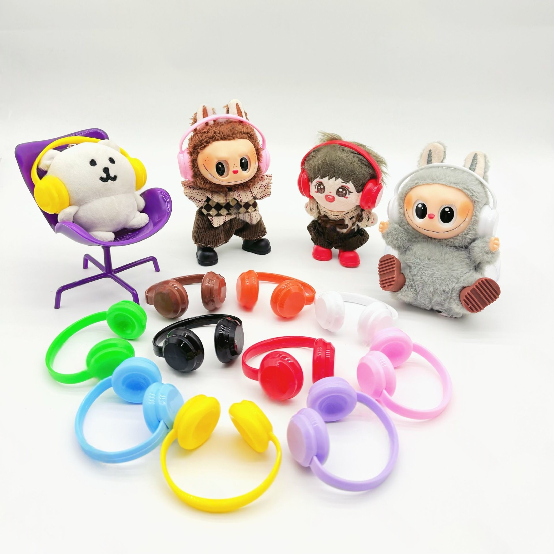 Очки для наушников с дождевыми сапогами для Labubu V1/v2/v3, резиновые сапоги, аксессуары для кукол, одежда, наряд, сапоги для кукол Веллингтона для кукол Labubu