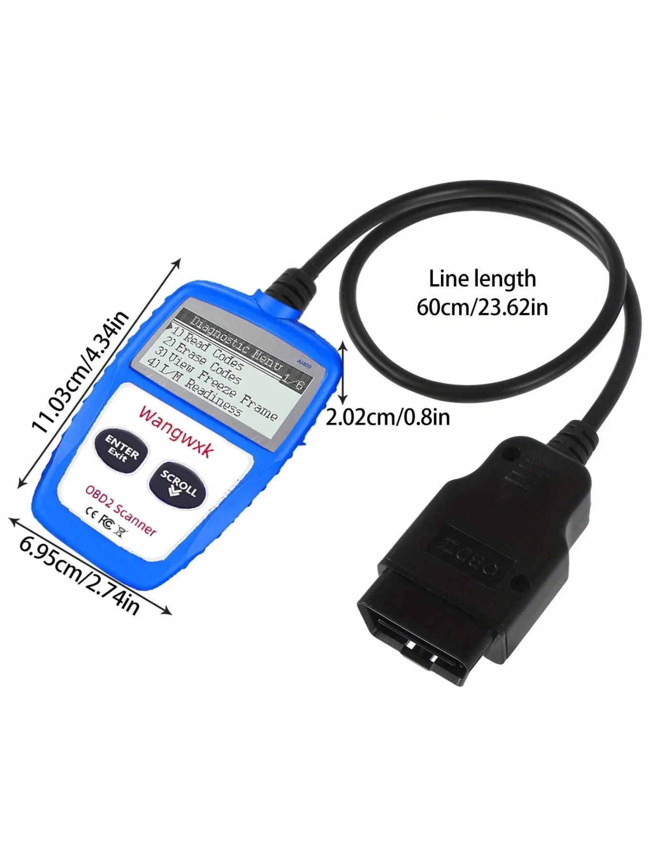 Automotive diagnostisch hulpmiddel OBD2 codelezer digitaal display OBD 2-scanner multifunctionele foutcode clearing 16-pins universeel