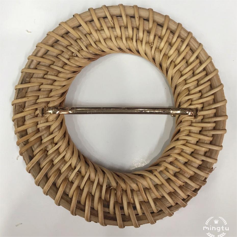 Viename-hebilla de cinturón de bambú hecha a mano, accesorio de producción de ratán, paja, redonda, japonesa, accesorios de ropa DIY