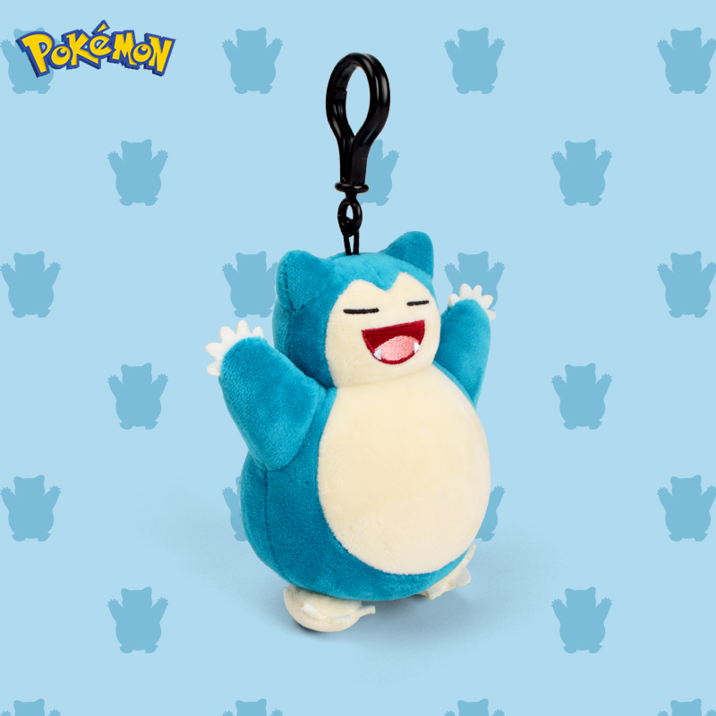Genuíno animal pokemon série pikachu snorlax kawaii brinquedos de pelúcia bonito pingente chaveiro presentes festa aniversário para criança menino