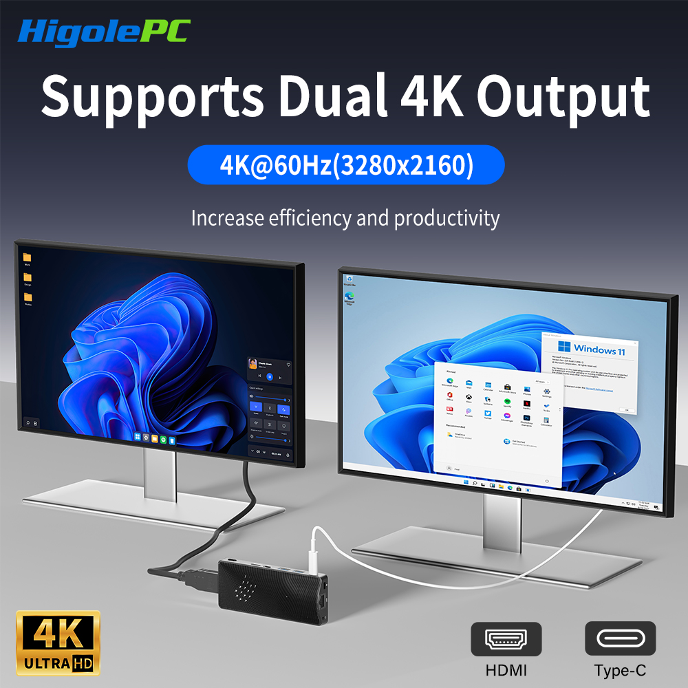 Higole PC Stick Lüfterloser Mini-PC Intel J4105 Windows 11 WiFi5 4/8 GB 64/128/256 GB Laptop Desktop-PC 4K TV Stick PC Mini-Computer