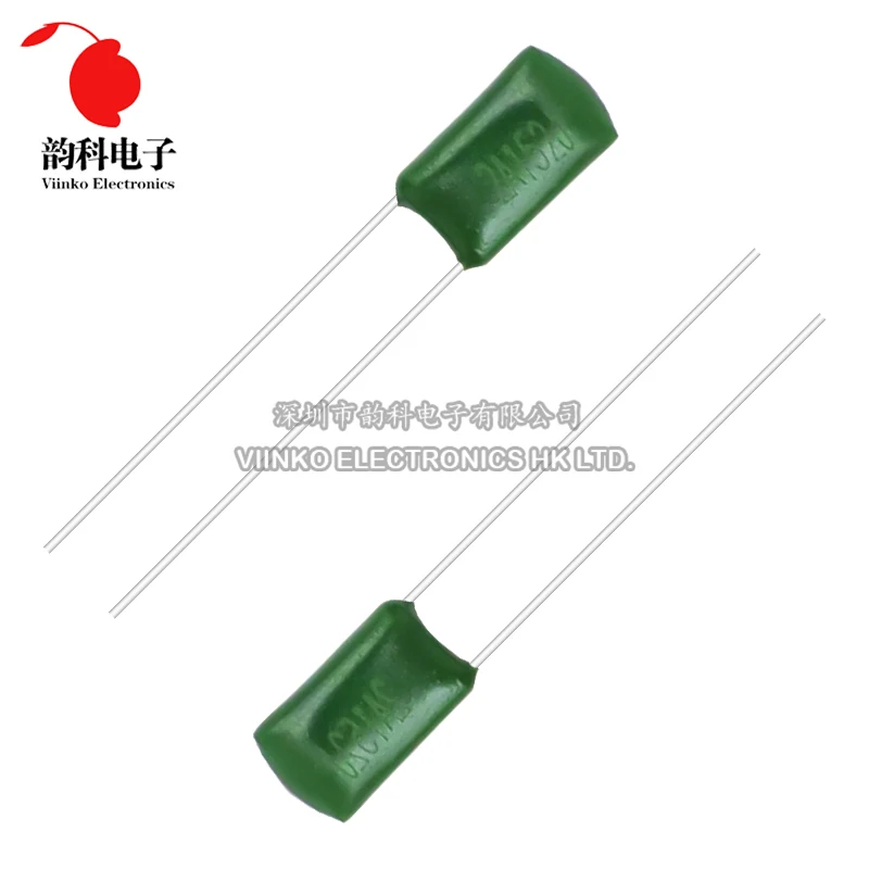 50 Uds condensador de película de poliéster 100V 1nF 1.5nF 2.2nF 100nF 2A471J 2A102J 2A152J 2A222J 2A392J 2A332J 2A472J 2A103J 2A473J 2A104J