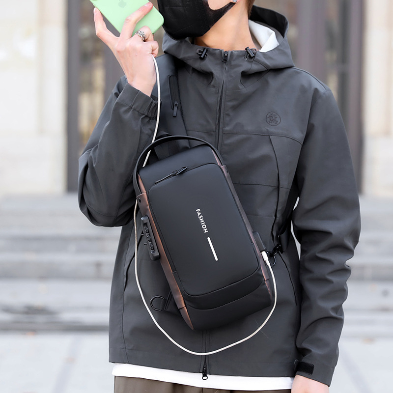 Multi-function Password Lock Men Chest Bag Anti-theft Outdoor Small crossbody bag For Men Phone money shoulder bag