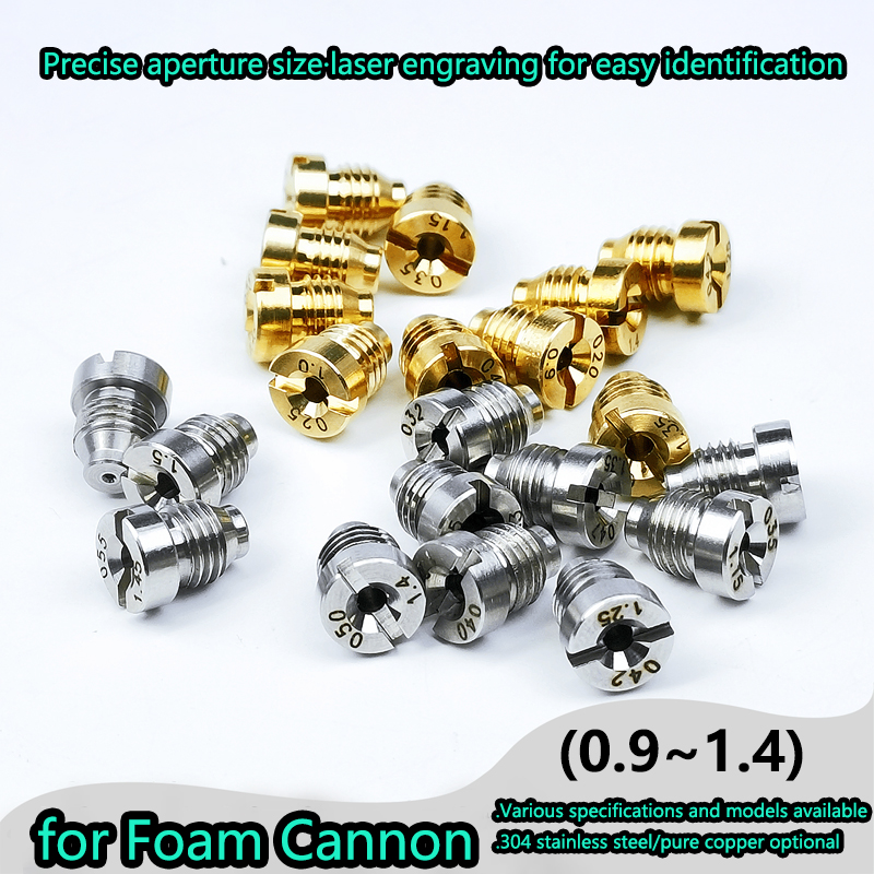 Pontas do bocal do orifício para o fabricante de espuma do canhão da espuma universal 0.9 ~ 1.4mm bocal da linha para peças da arruela de pressão da lança da espuma da neve