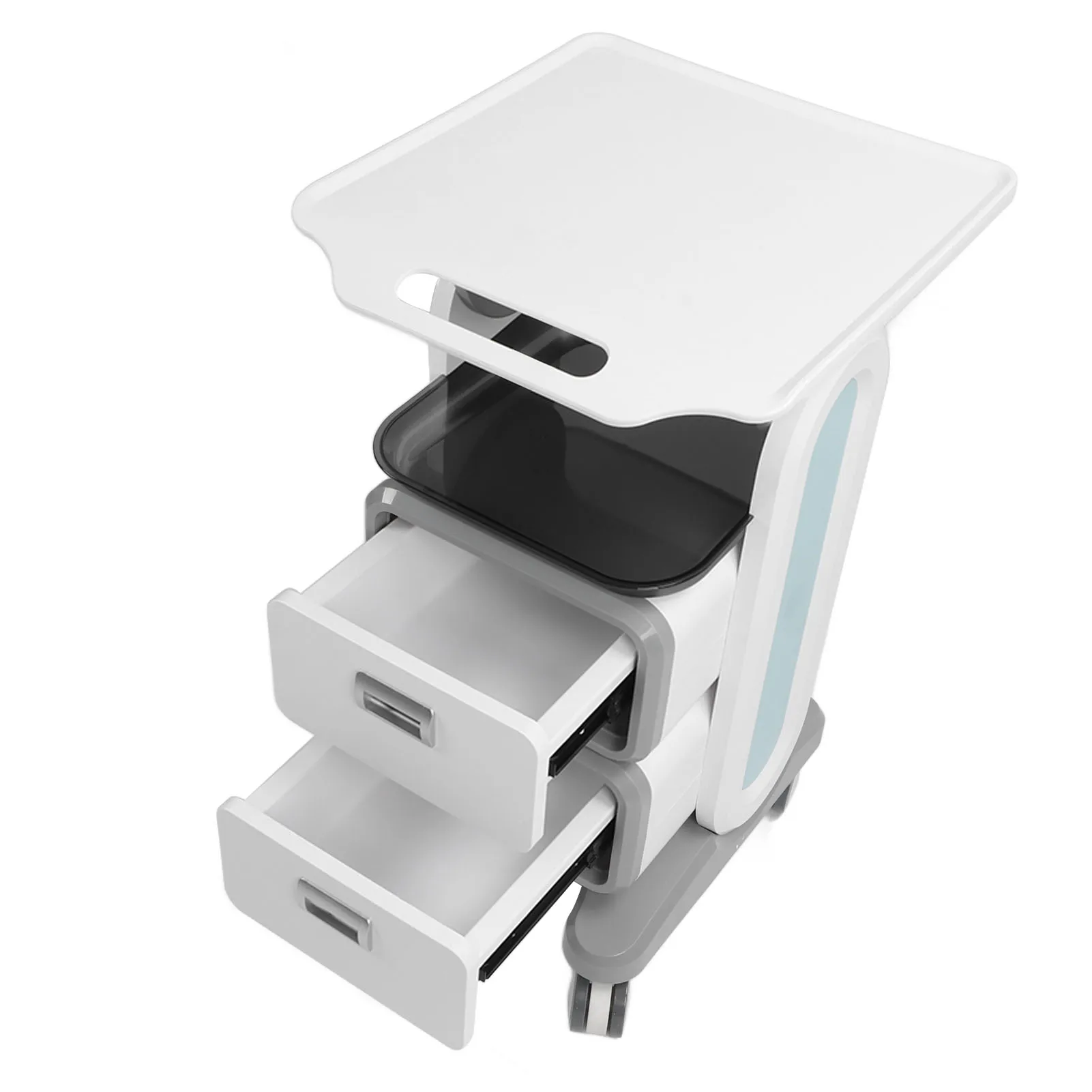 Carrello medico mobile Carrello medico multifunzionale da tavolo con doppio cassetto allargato per clinica del salone di bellezza