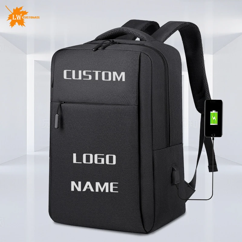 Customized Backpack With Logo Nylon 15 inch 17 inch Computer Bag Gift Bag Business Men's Backpack Printed picture name