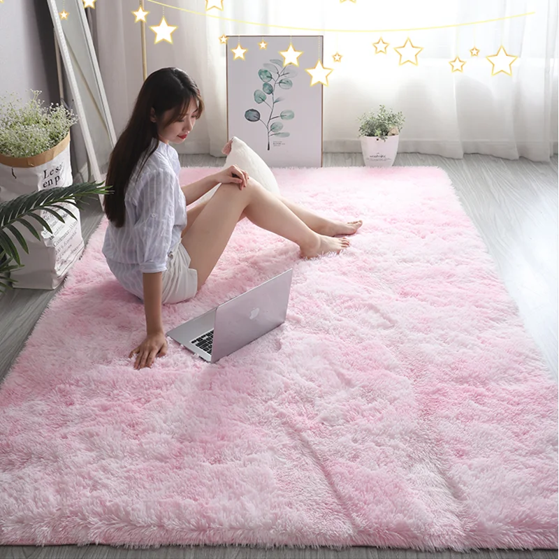 Màu Hồng Trẻ Em Thảm Cho Bé Gái Trang Trí Phòng Ngủ Bắc Âu Lớn Phòng Khách Thảm Lông Tơ Hội Trường Thảm Mềm Mại Sang Trọng Mẫu Giáo Chơi thảm