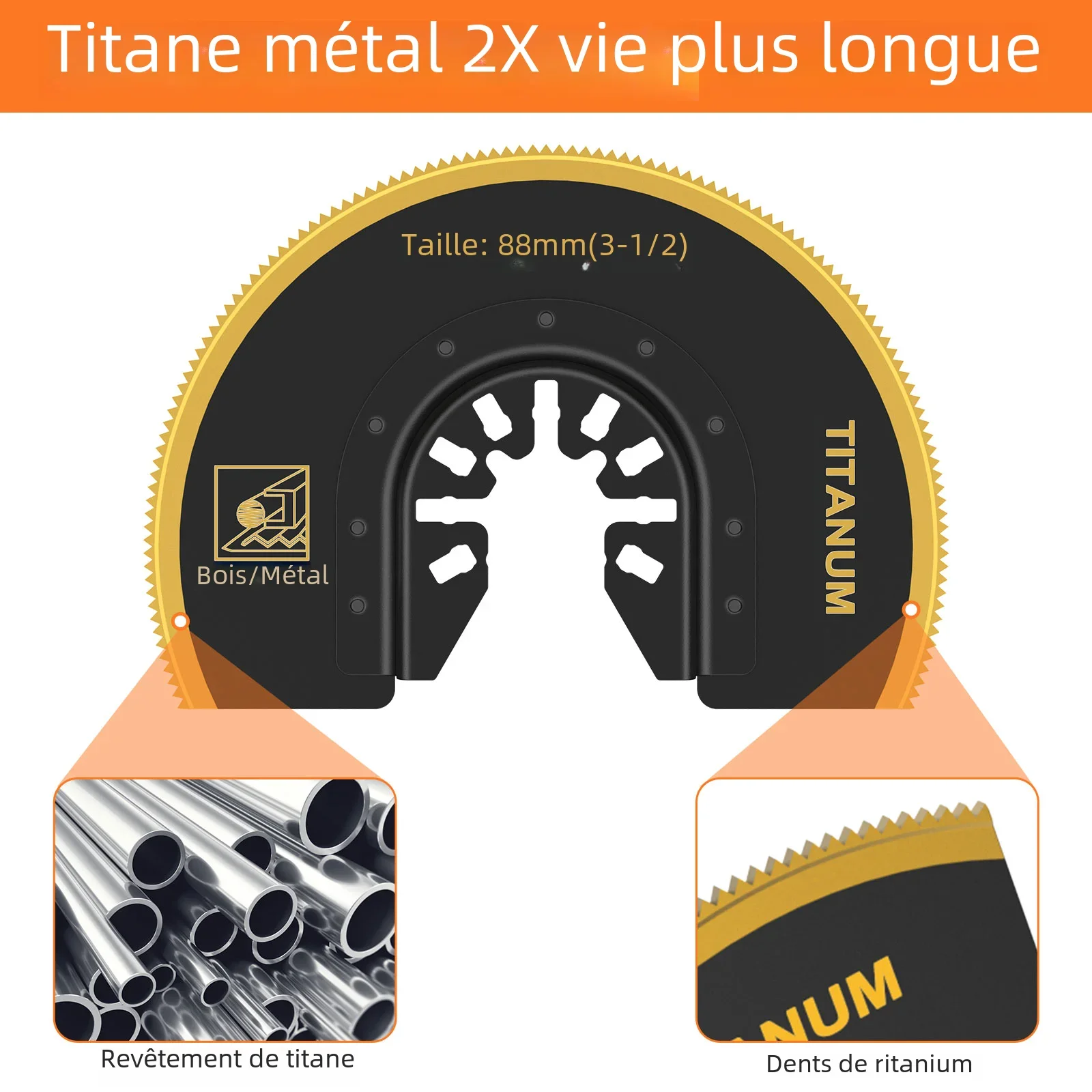 3 pièces/ensemble lames de scie oscillantes bi-métal titane enduit multi-outils lame semi-circulaire pour bois plastique métal lames de scie de coupe