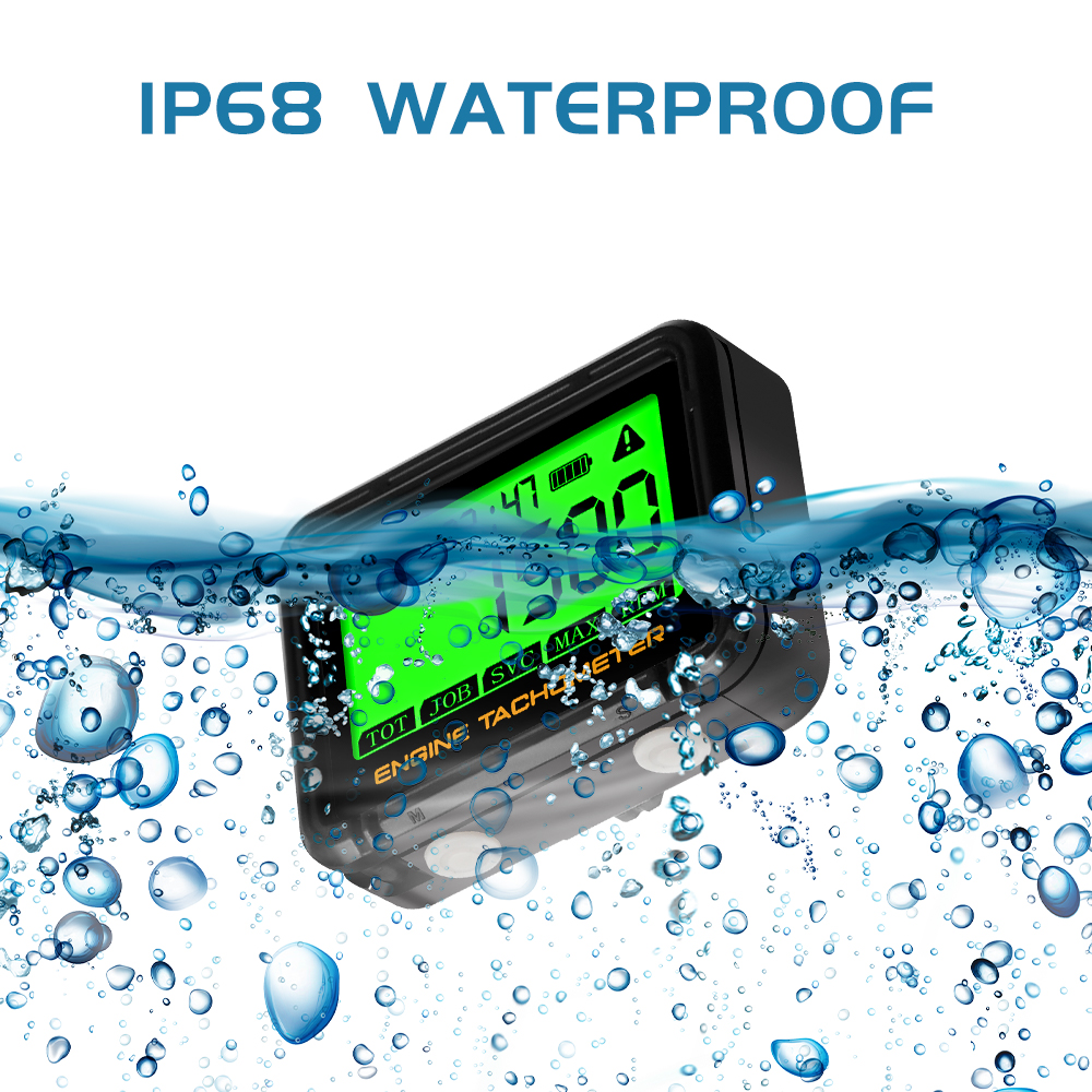 交換可能なオートバイタコメーターデジタル大画面ディスプレイ 0-18000 RPM ゲージタコアワーメーターボートモトチェーンソー防水