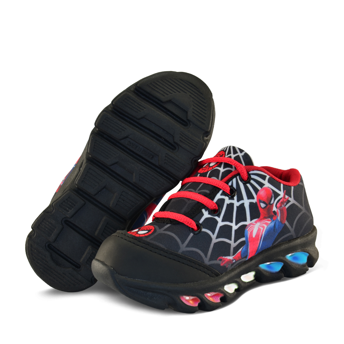 tenis de led infantil masculino homem aranha com luzinha meninos mais chinelo