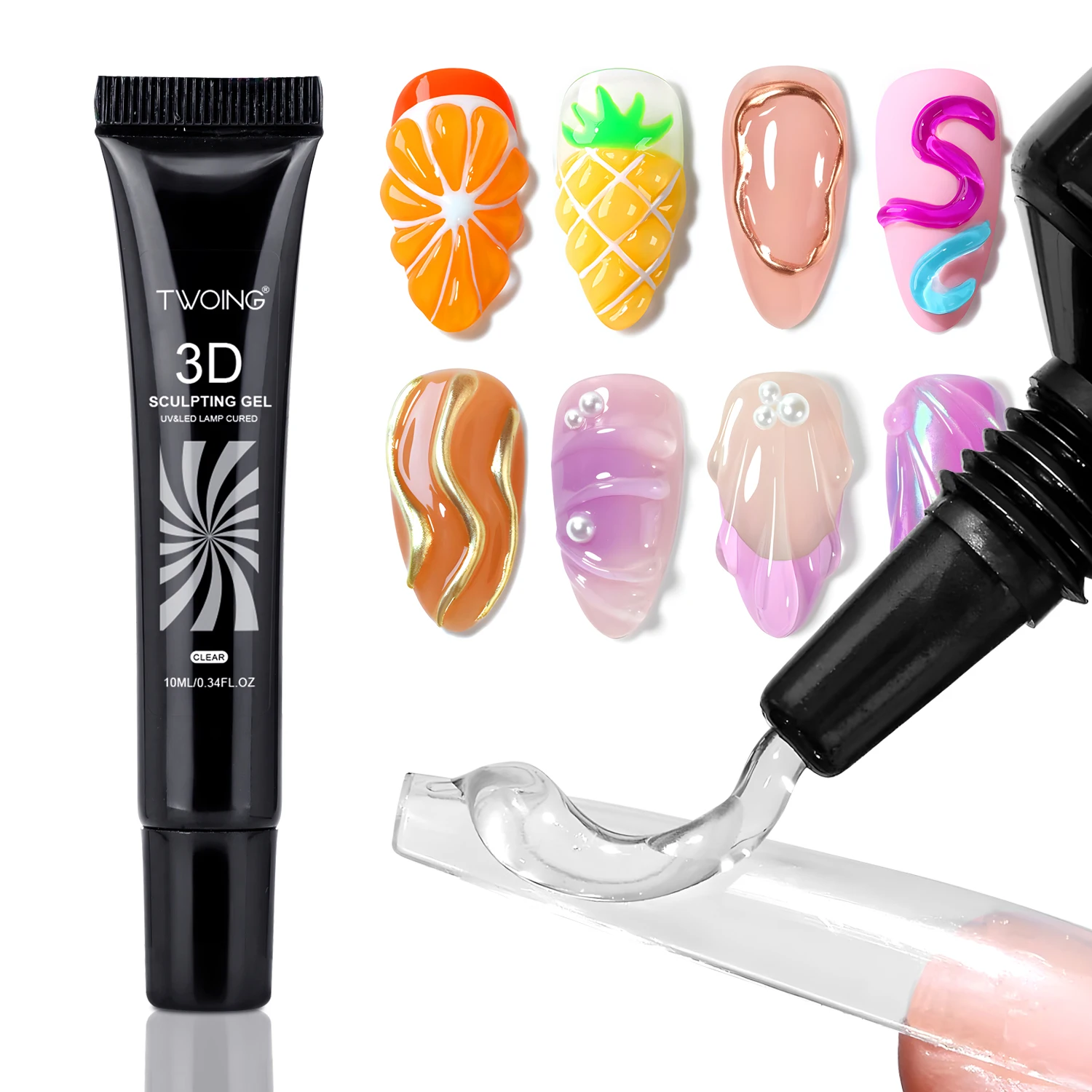 Gel para decoración de uñas 3D de 10 ml: diseños de bricolaje, gel para esculpir resistente al agua, gel para diseño de uñas resistente al agua para tallas y formas intrincadas