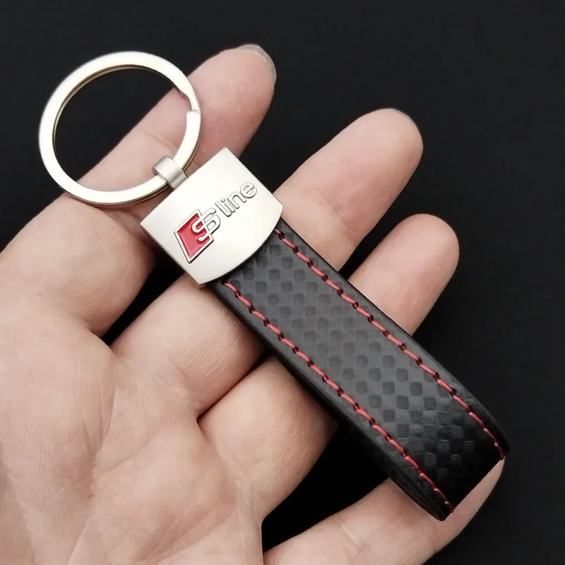 Leather Metal Keyring Logo Car Keychain For Audi A3 A4 A5 A6 A7 A8 A1 A2 Q3 Q4 Q5 Q7 S3 S4 S5 S6 S7 TT S Line Auto Accessories