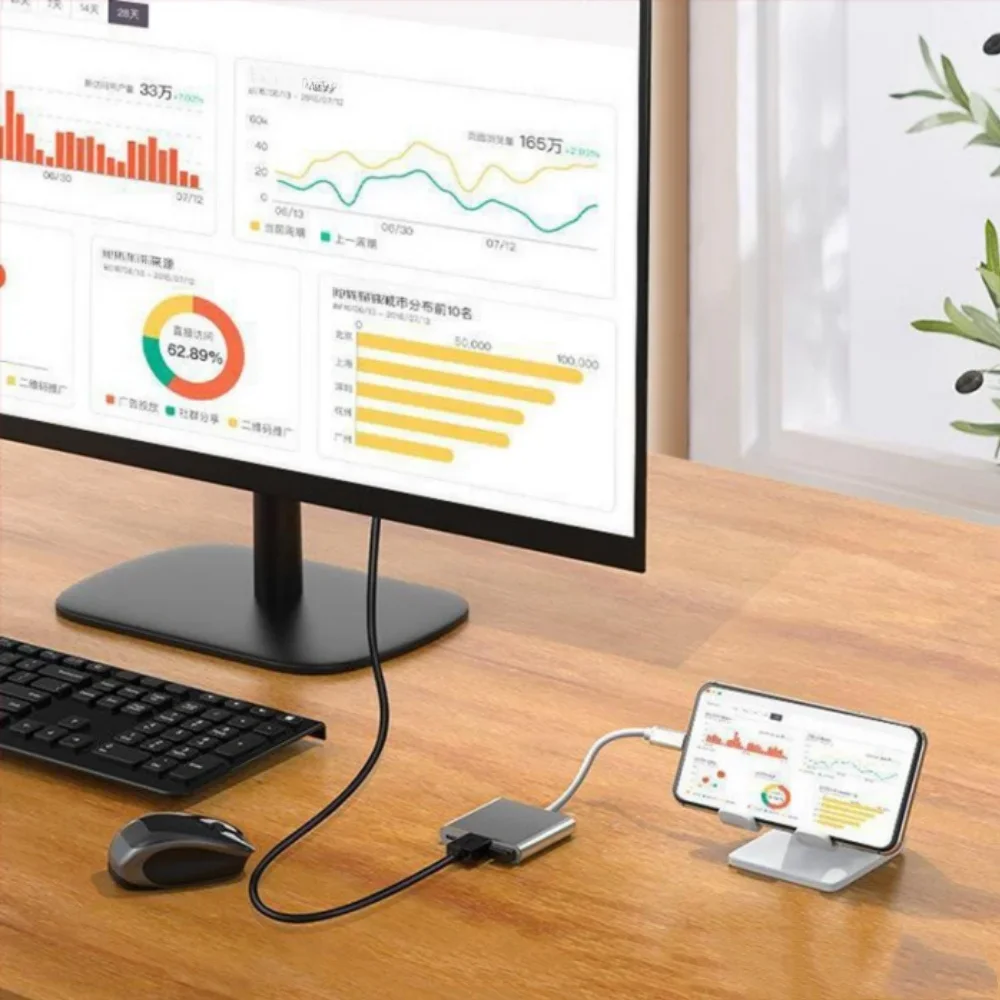 Hub USB-C 3 w 1 z HDMI 4K, adapter typu C, stacja dokująca, konwerter do laptopa/telefonu, urządzenie do łączenia