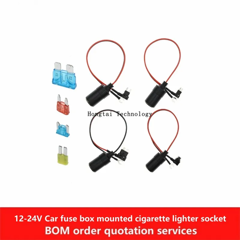 12V-24V Car Fuse Box Non-Destructive Installation Cigarette Lighter Charger Cable Female Socket Plug Connector 18AWG 10A