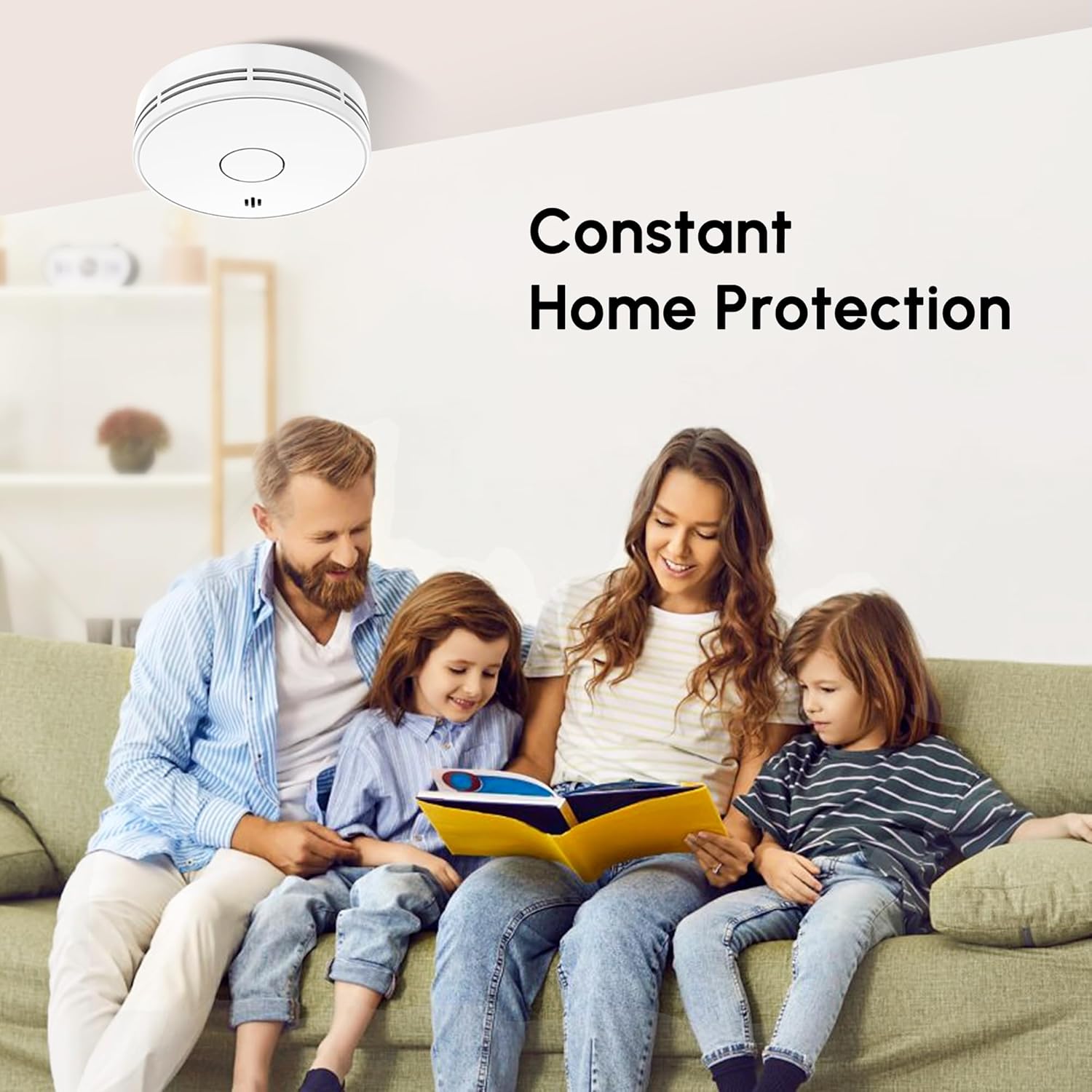 Alarma de humo para el hogar, detector de humo con batería de 10 años, alarma de incendio con gran prueba/botón de silencio, CE, VS02