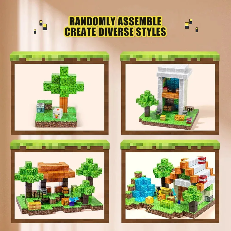 Juguetes de bloques de construcción magnéticos para niños y niñas, juego mundial magnético para construir Mine, vástago artesanal, cubos sensoriales Montessori, regalo educativo para niños pequeños