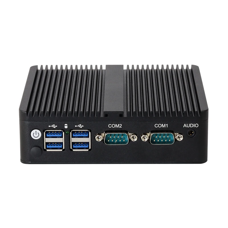 Mini PC industrial sem ventilador Intel Celeron J6412 J4125 J1900 2x COM RS232 RS485 2x GbE LAN 6x USB WiFi 4G LTE SIM Windows Linux