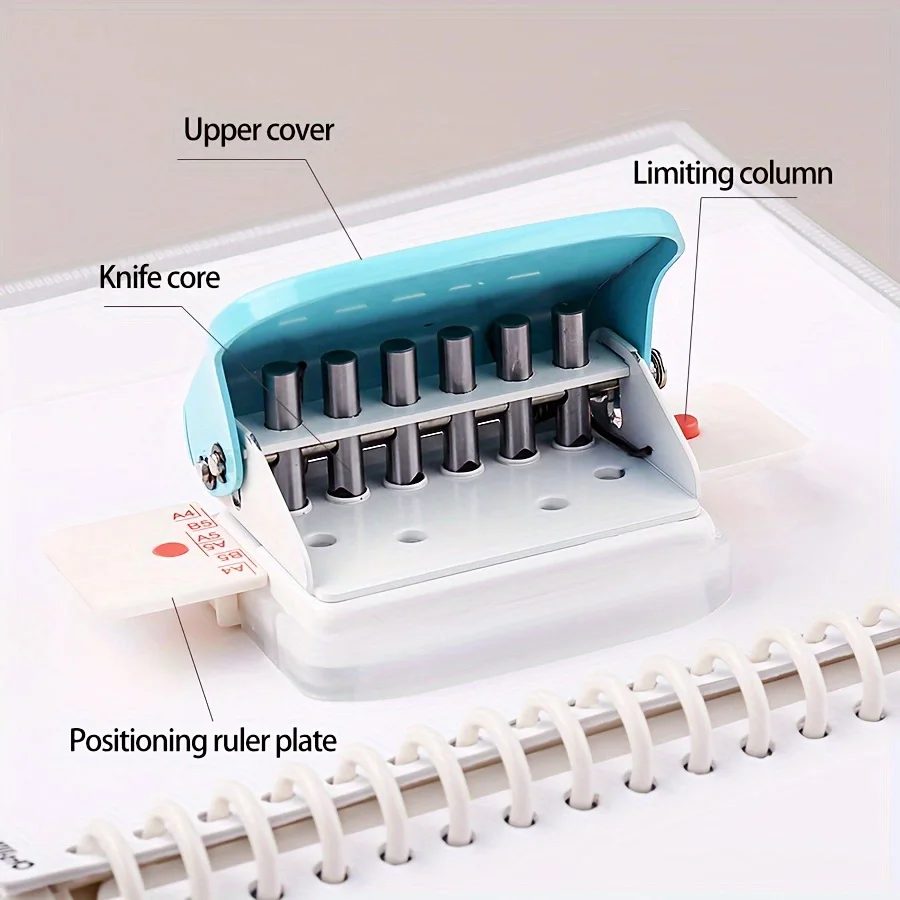 1pc 6-hole punch, loose-leaf book DIY binding supplies,Notebook journal binding office paper cutter-office