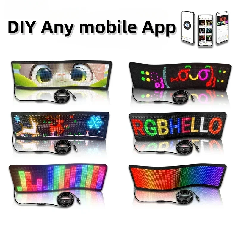 Nuevo letrero LED para coche, publicidad en desplazamiento, aplicación DIY, Panel de logotipo multilingüe, patrón personalizado, animación, pantalla de ojos de camión programable