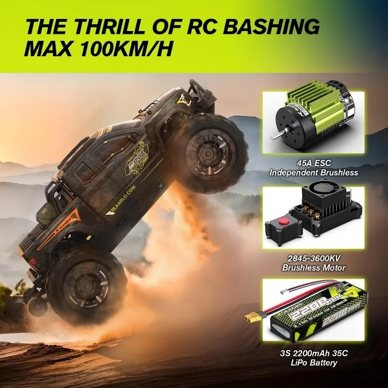 Remote Control Car Hobby Off-Road Remote Brushless Fast RC Cars for Adults, Top Speed 60+ MPH RC Truck,