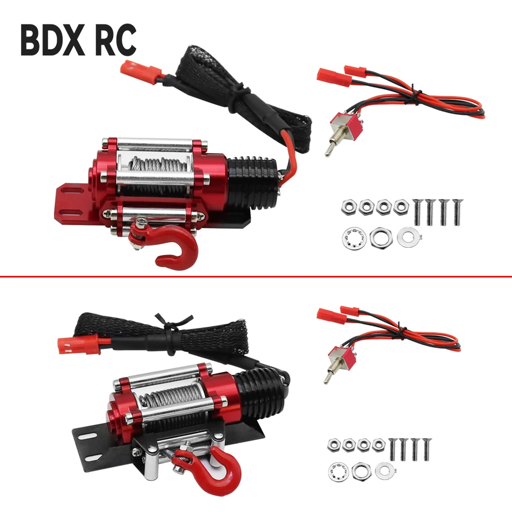 RC Xe Kim Loại Thép Không Gỉ Có Dây Tự Động Mô Phỏng Bộ Tời Cho 1/10 RC Xe Bánh Xích Xe Trục SCX10 II III RBX10 D110 D90 TRX4 TRX6
