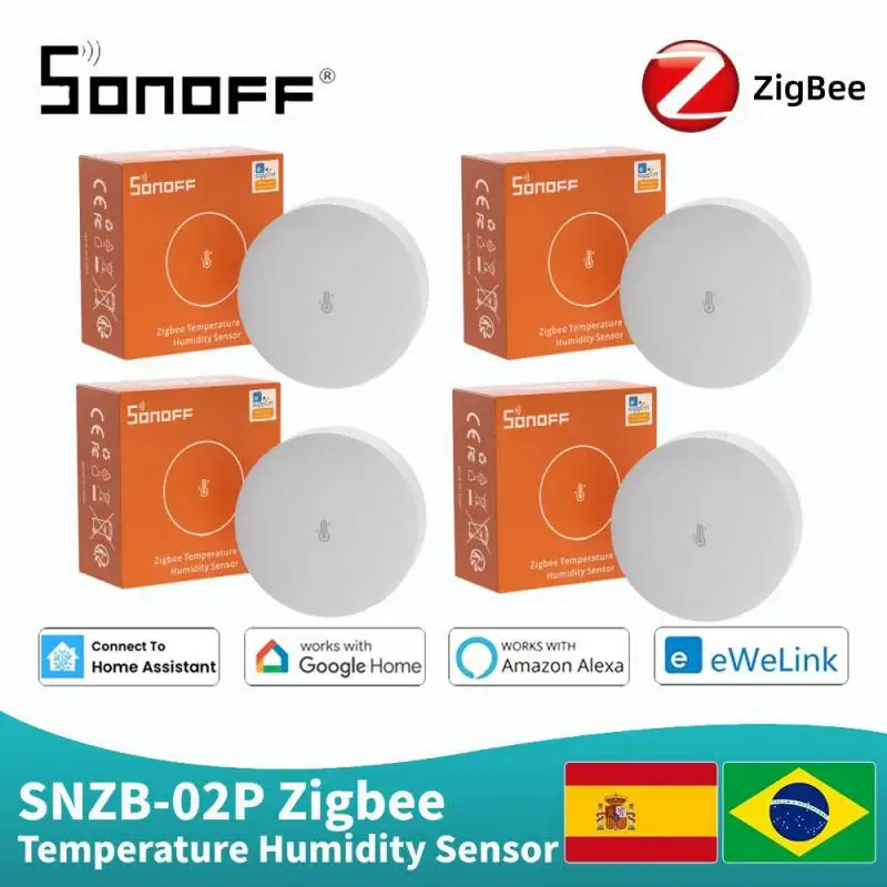 SONOFF-Sensor de temperatura y humedad Zigbee SNZB-02P, termómetro inteligente con aplicación eWelink en tiempo Real para Alexa y Google Home