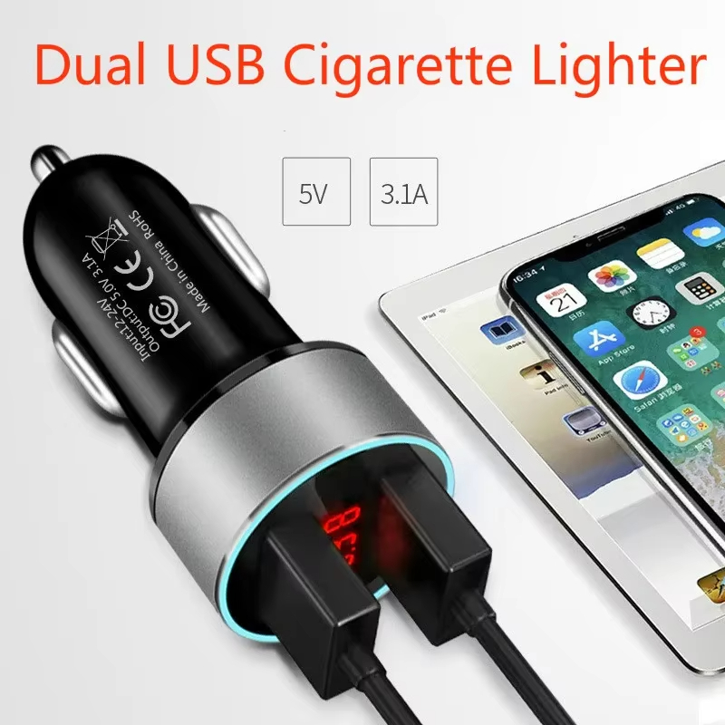 Samochodowa ładowarka samochodowa 3A 15W z podwójnym portem USB Zapalniczka samochodowa Woltomierz LED do wszystkich typów ładowarek do telefonów komórkowych Smart Dual USB