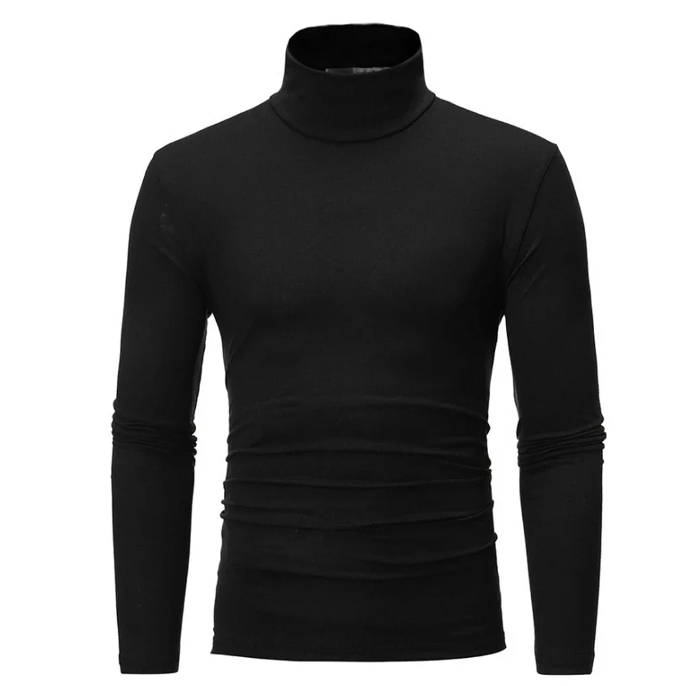 Männer Schlank Rollkragen Langarm Tops Pullover Warme Stretch Strickwaren Pullover Männliche Pullover Stretch Solide Top Winter Kleidung