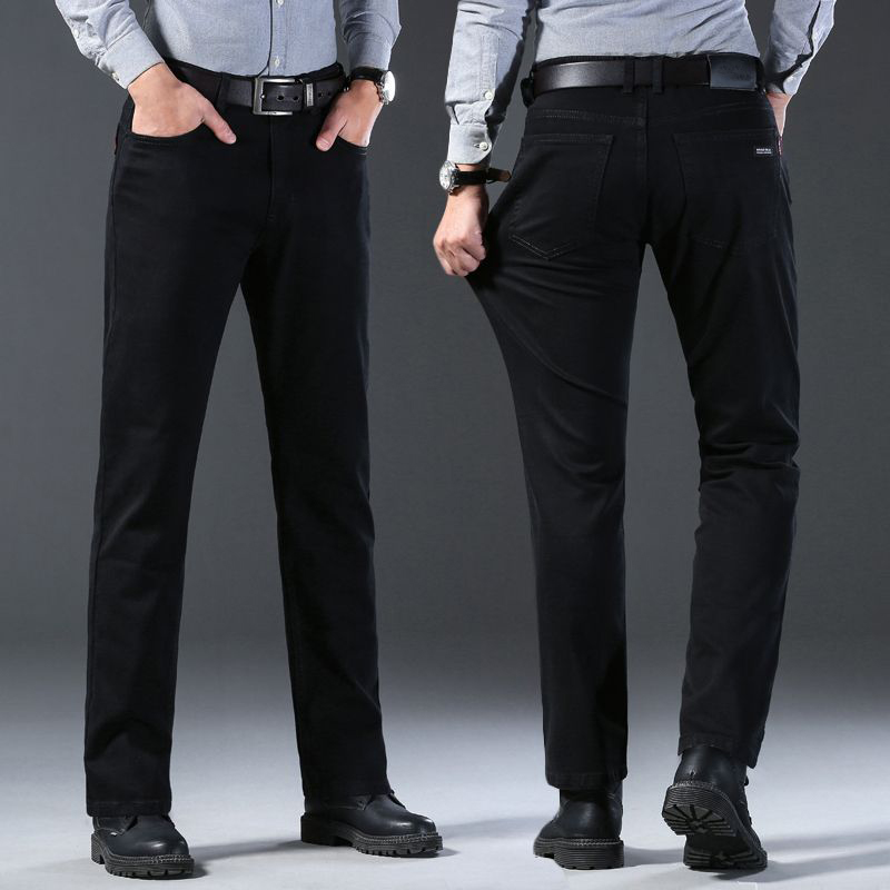 Frühling Herbst Vintage Schwarz Business Jeans Männer Casual Gerade Stretch Klassische Arbeit Denim Hosen Koreanische Komfortable Marke Hose
