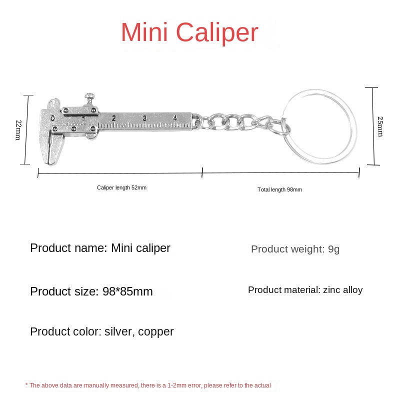 1 nova moda chave do carro mini vernier caliper portátil 0-40mm chaveiro ferramenta de medição chaveiro do carro anel pinça