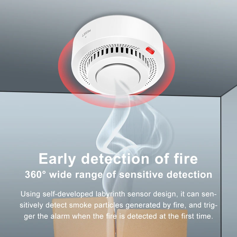 2er-Pack Tuya Smart WiFi-Rauchmelder mit Echtzeit-APP-Warnungen, kabelloser Feuersensor-Alarm, 85 dB Sound für Zuhause/Büro