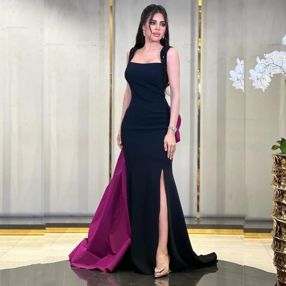 Personalizado combinando jérsei plissado arco sereia pescoço quadrado vestidos longos sob medida vestidos de ocasião clássico requintado estilo moderno pa