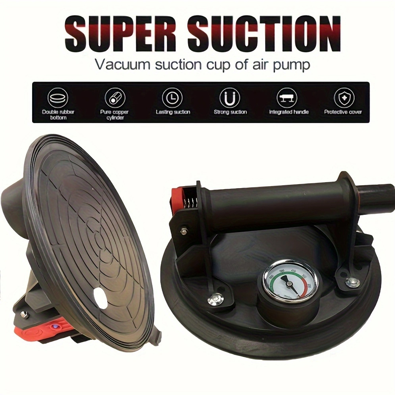 Levantador de ventosa a vácuo resistente de 8 polegadas - capacidade de carga de 550 lb, à prova de vazamentos para manuseio de vidro, telha e pedra 1 unidade/2 unidades