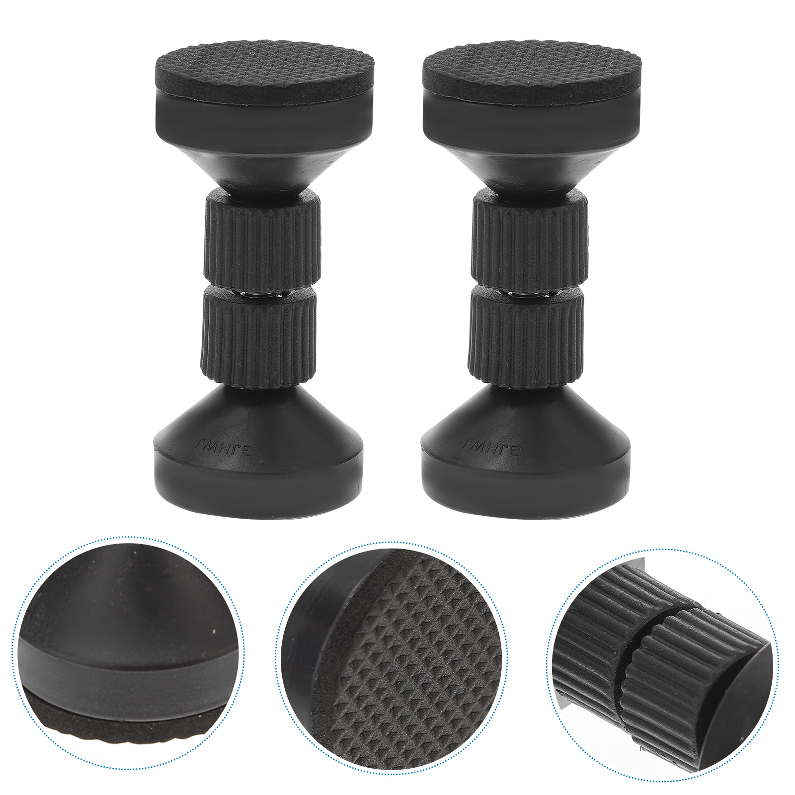 Marco de cama ajustable de 2 piezas para muebles, topes de prevención de caídas, soporte de herramientas antivibración, 4,2x4cm, cabecera de pared, plástico negro