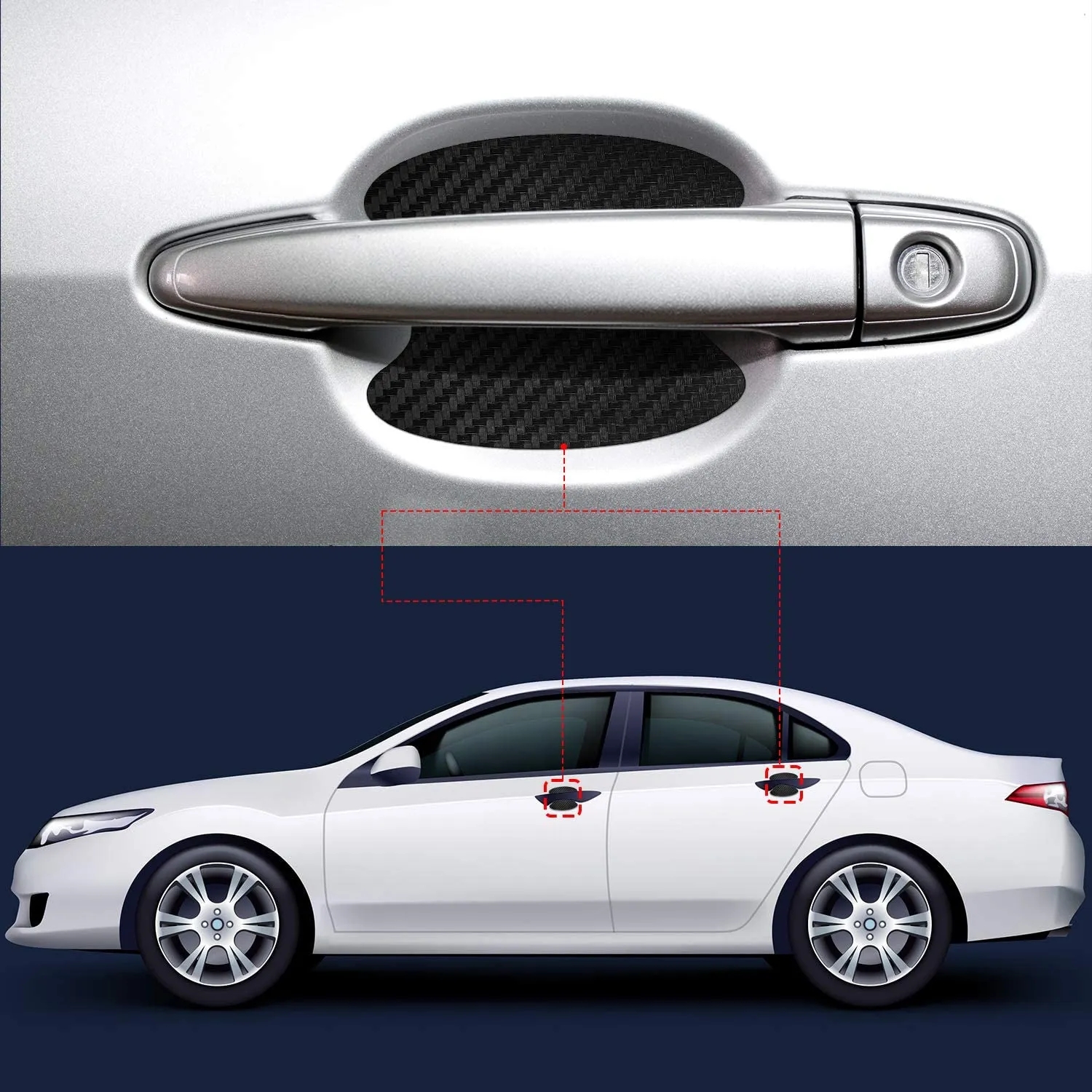 4 unids/set pegatina de puerta de coche cubierta resistente a arañazos de fibra de carbono película protectora de manija de coche accesorios de estilo Exterior