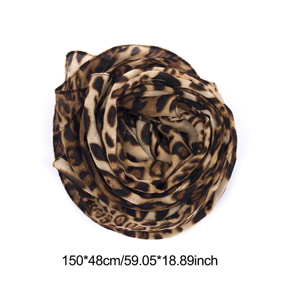 Lenço de leopardo vintage moda macio chiffon xale cachecol feminino inverno animal impressão cachecol leopardo cachecol para mulher