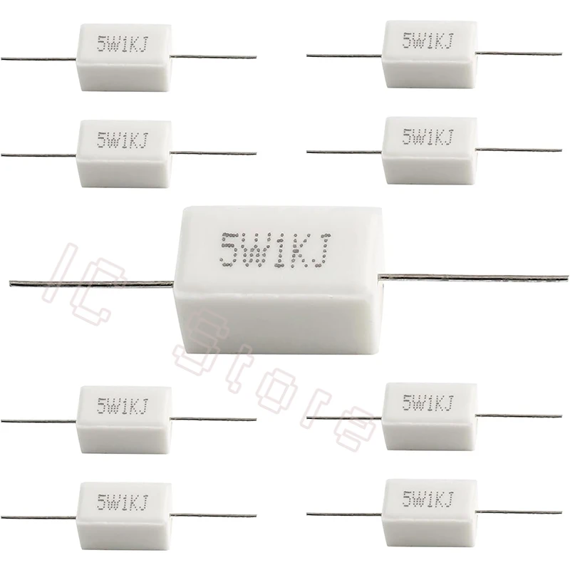 10 Cái 5W Xi Măng Chịu Lực Chống 0.01R ~ 150K 0.5R 1R 10R 100R 0.22 0.33 0.5 1 2 5 8 10 15 20 25 30 100 1K 10K Ohm