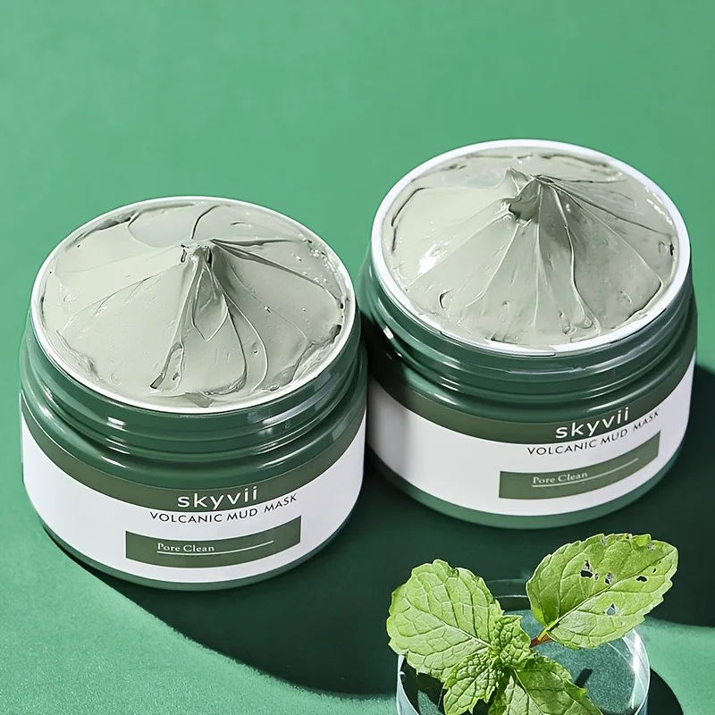 Máscara de lama vulcânica para rosto e corpo Limpeza profunda dos poros Minimizando a redução de cravo sem fragrância com AHA para todos os tipos de pele