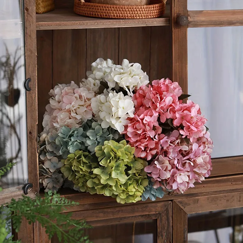 Künstliche Seidenblumen Heiße Verkäufe Hortensie Hochzeit Brautstrauß Festival Hausgarten Bogen Festival Diy Geschenke Box Dekoration