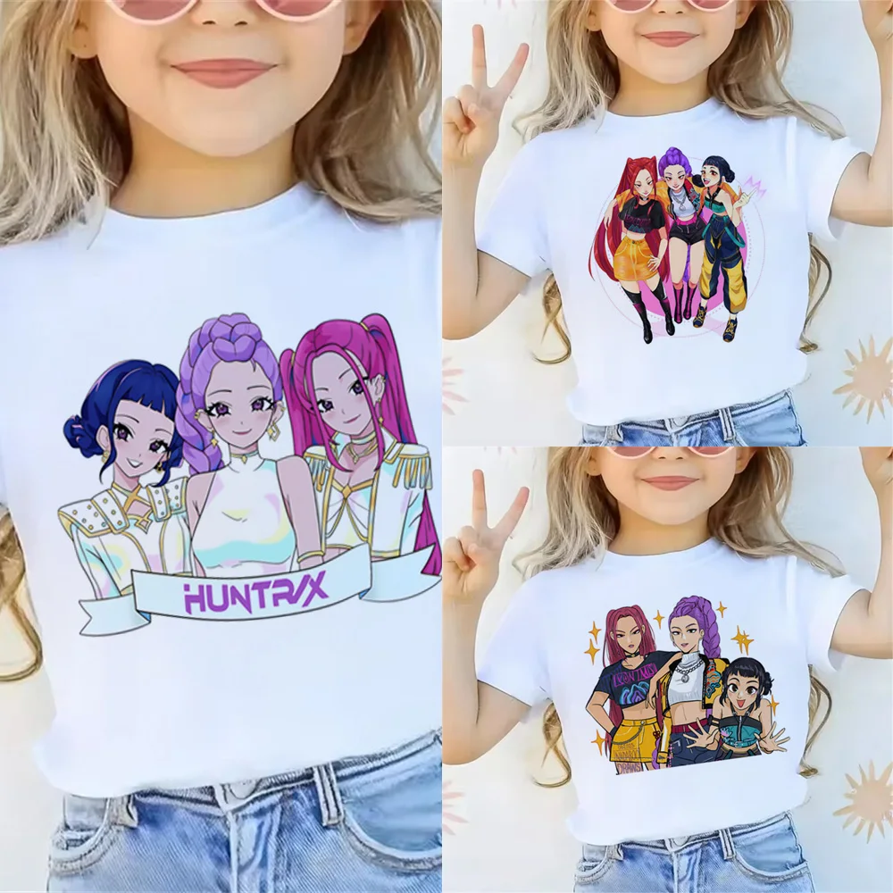 2025 ภาพยนตร์KPop Demon Huntersเสื้อยืดฤดูร้อนแขนสั้นTeeสําหรับสบายๆหลวมGirl Boyกราฟิกพิมพ์เสื้อ